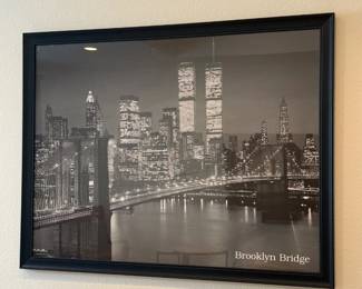 Lot #11- Framed Brooklyn Bridge New York Skyline Print 51 x 39