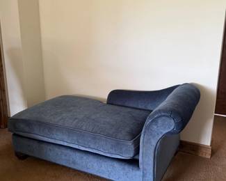 Lot #86- Blue Upholstered Rolled-Arm Chaise Lounge