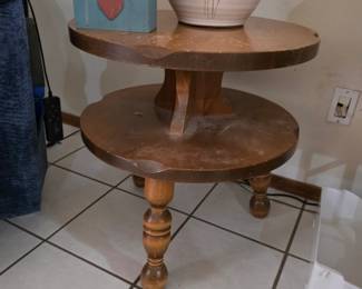 two-tier round wooden side/end table