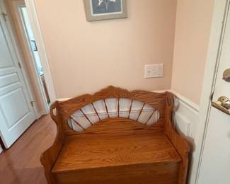 Wooden oak storage bench