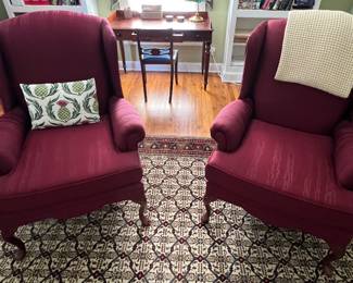 Comfy pair of wingback chairs