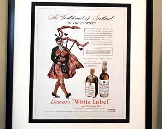 Framed Dewars scotch ad