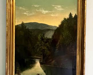 Oil on canvas mountain scene