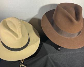 Men’s hats- (l) Orvis (r) Indiana Jones felted fur