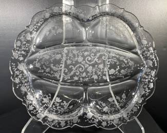 Rose Point relish plate