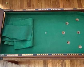 Bagatelle game table opened