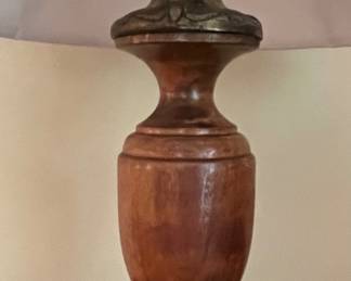 Lamp with wooden base