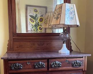 Marble top dresser with mirror