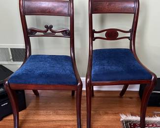 Two of 12 different style dining chairs