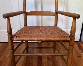 Wooden armchair, woven bottom