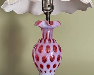 Fenton coin dot lamp, scalloped shade