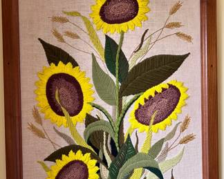 Embroidered sunflowers