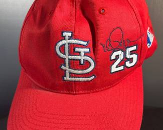 Ball cap embroidered with Mark McGuire signature