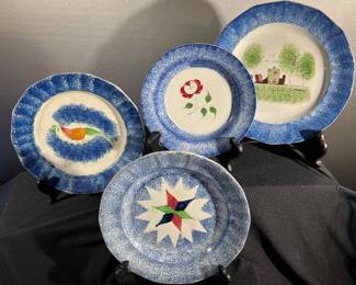 Staffordshire splatterware plates