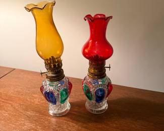 Vintage miniature oil lamps