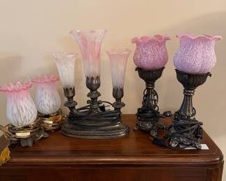 Vintage Pink Ruffled Art Glass Lamps – Multiple Styles