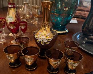 Vintage decanter and cordial sets