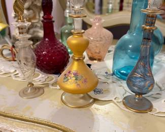 Large collection of vintage perfume bottles
