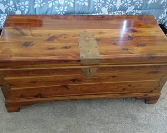 Vintage Cedar Hope Chest with Brass Hardware & Storage