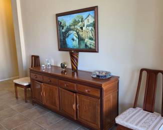 Chinese Rosewood-Style Buffet Sideboard with Drawers & Cabinet Storage