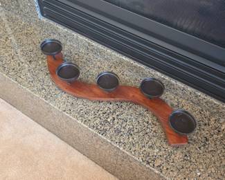 curved wooden candle holder