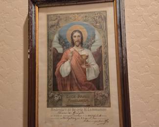 German First Holy Communion commemorative print/certificate, and the handwritten date makes it especially easy to place: April 23, 1911
