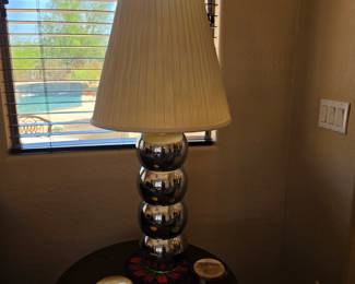 Mid century Silver ball lamp, Chrome ball lamp, MCM lighting