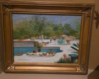 Original Signed Desert Pool Painting – B.G. Hansbury ’21
