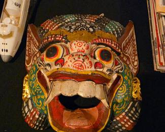 hand-carved and hand-painted Balinese/Indonesian Barong-style mask