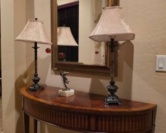 Pair Of Tall Ornate Table Lamps With Shades
