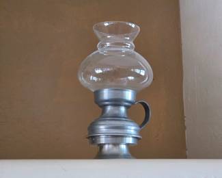 Small metal and glass hurricane oil Lamp