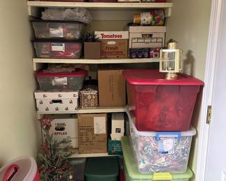 Christmas decorations located in basement