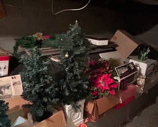 Christmas decorations located in basement
