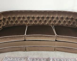 Vintage Silvercraft chocolate velvet tufted sofa 
