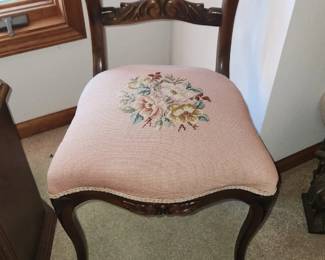 Needlepoint chair and foot stool