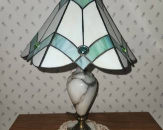 Mini stained glass lamp with marble base