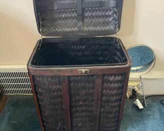 Vintage Woven Bamboo Laundry Hamper