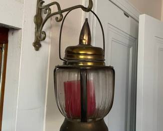 Vintage Brass Fluted Glass Wall-Mounted Candle Lantern