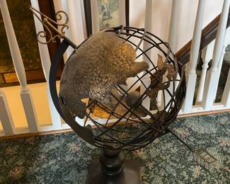Vintage Celestial Metal Armillary Sphere with Arrow