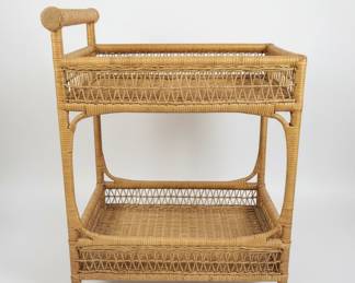 Vintage Italian Rattan Bar Cart