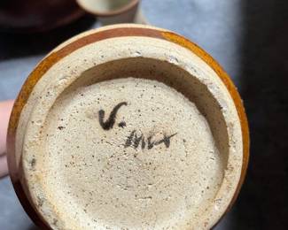 Vintage Mexican Tonala Pottery Vase with Bird and Floral Motifs
