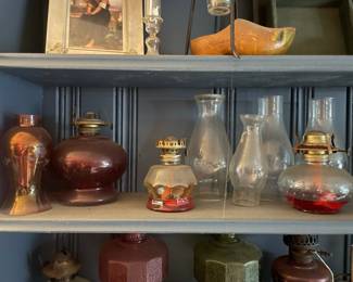Vintage Colored Glass Oil Lamps