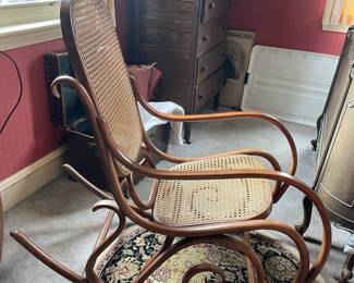 Vintage Bentwood Cane Rocking Chair - Thonet Style