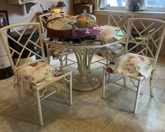 Vintage Faux Bamboo Dining Set - Hollywood Regency Style