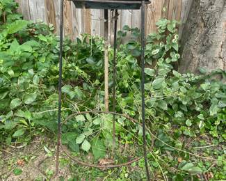 Vintage Metal Birdbath with Bird Figurine