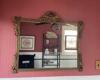 Vintage Hollywood Regency Style Gilt Wood Wall Mirror