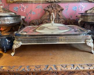 Vintage Silver Plated Casserole Dish with Glass Insert and Domed Lid