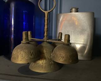 Vintage Brass Etched Bell Cluster