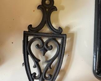 Vintage Cast Iron Trivets - Brooms, Wheat, and Bird/Tulip Designs