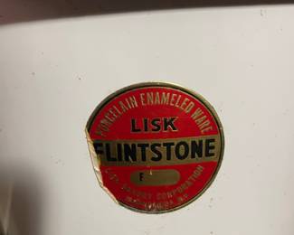 Vintage Lisk Flintstone Porcelain Enameled Stock Pot 8 Quart